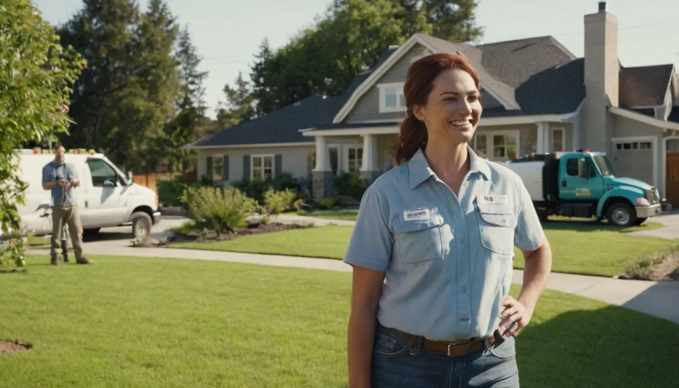A friendly septic provider speaking with a homeowner beside a pumping truck in Naperville